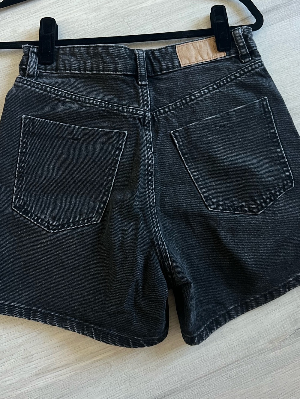 Zara Black Washed Denim High-Rise Women's Shorts